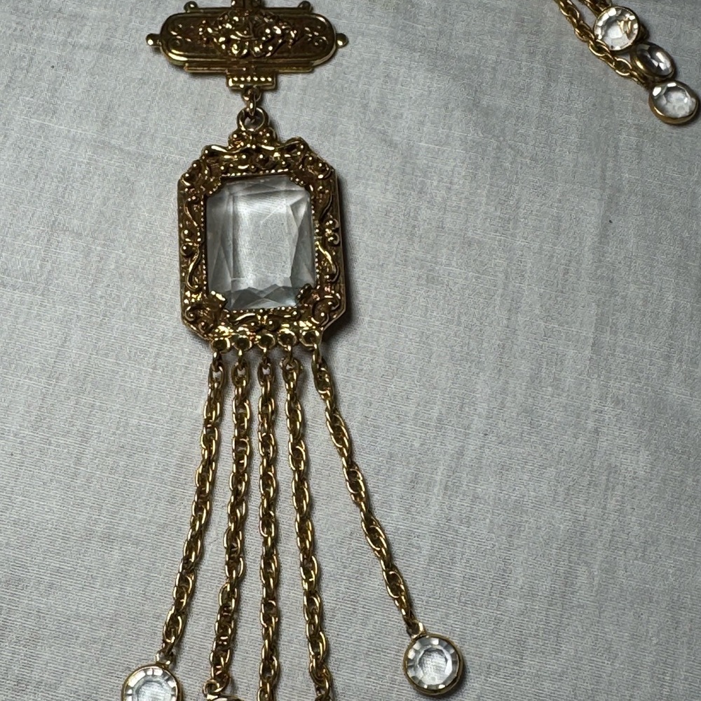 Vintage Goldette Glass Necklace & Earrings – Victorian Elegance - Picture 4 of 14